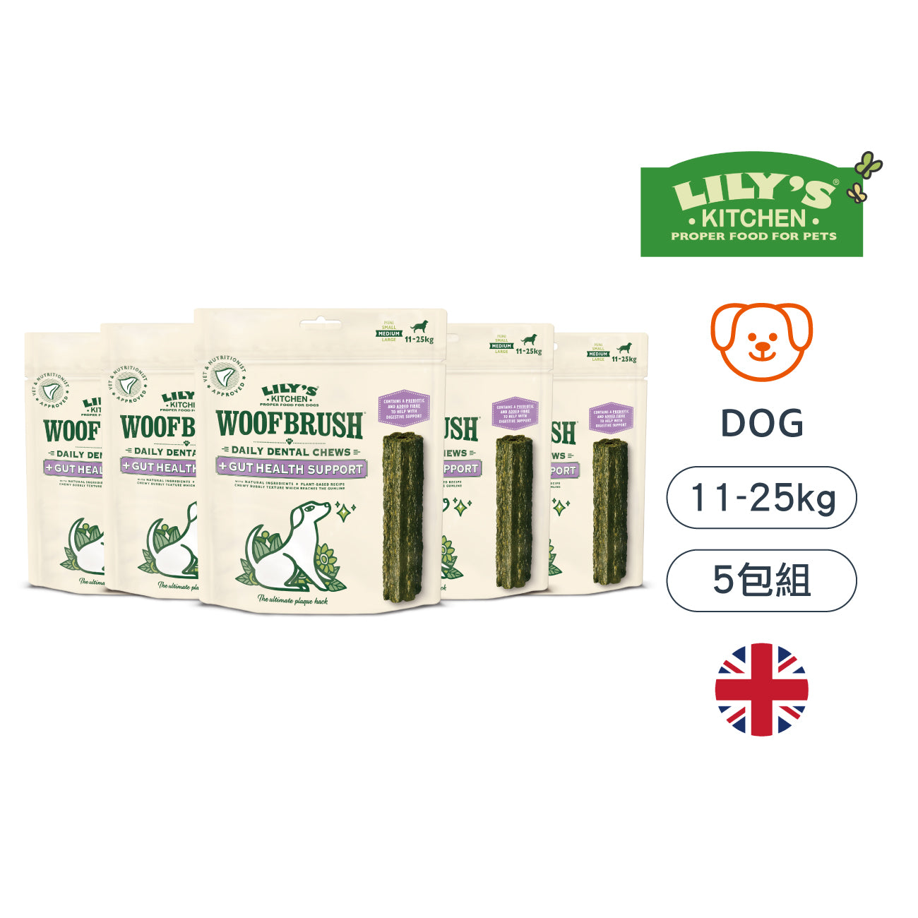 五包組🦷腸胃中型沃夫潔牙棒(犬)